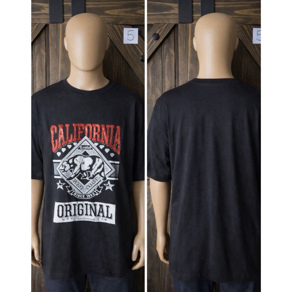 H.I.S Black 3XL Men's Short Sleeve California Graphic T-Shirt - Original Logo